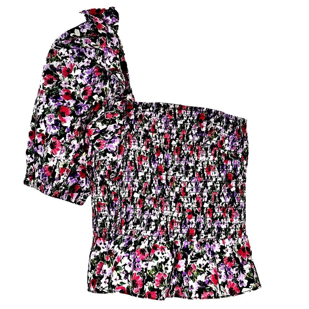 DO + BE - Floral One-Shoulder Smocked Top – Multi - S
